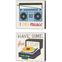 Framed 'Retro Desktop 2 Piece Canvas Print Set' border=