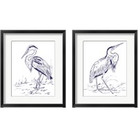 Framed 'Indigo Heron 2 Piece Framed Art Print Set' border=