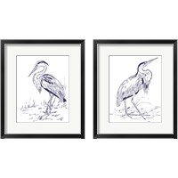 Framed 'Indigo Heron 2 Piece Framed Art Print Set' border=