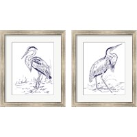 Framed 'Indigo Heron 2 Piece Framed Art Print Set' border=