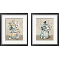 Framed 'Cotton Bouquet 2 Piece Framed Art Print Set' border=