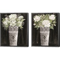 Framed 'Punched Tin Floral 2 Piece Canvas Print Set' border=