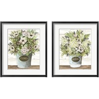 Framed 'Flores Galvanized Bucket 2 Piece Framed Art Print Set' border=