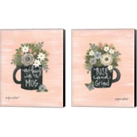 Framed 'Hug In a Mug & Rise and Grind 2 Piece Canvas Print Set' border=