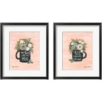 Framed 'Hug In a Mug & Rise and Grind 2 Piece Framed Art Print Set' border=