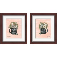 Framed 'Hug In a Mug & Rise and Grind 2 Piece Framed Art Print Set' border=