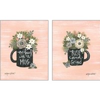 Framed 'Hug In a Mug & Rise and Grind 2 Piece Art Print Set' border=