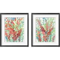 Framed 'Tropical Summer Blooms 2 Piece Framed Art Print Set' border=