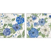 Framed 'Italian Floral Theme2 Piece Art Print Set' border=