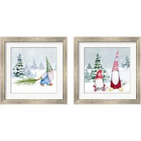 Framed 'Gnomes on Winter Holiday 2 Piece Framed Art Print Set' border=