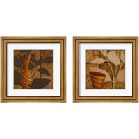 Framed 'Little Striped Vase 2 Piece Framed Art Print Set' border=