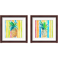 Framed 'Vibrant Pineapple 2 Piece Framed Art Print Set' border=