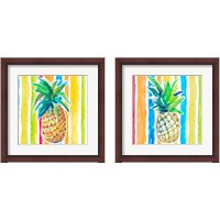 Framed 'Vibrant Pineapple 2 Piece Framed Art Print Set' border=