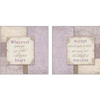 Framed 'Inspiration on Lilac 2 Piece Art Print Set' border=