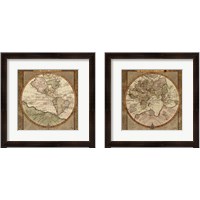 Framed 'Damask World Map 2 Piece Framed Art Print Set' border=