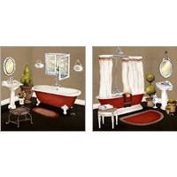 Framed 'Red Master Bath 2 Piece Art Print Set' border=