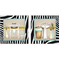 Framed 'Zebra Bath 2 Piece Art Print Set' border=