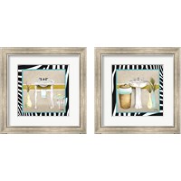 Framed 'Zebra Bath 2 Piece Framed Art Print Set' border=