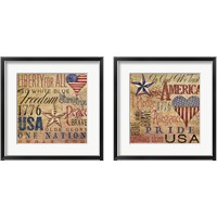 Framed 'America Typography 2 Piece Framed Art Print Set' border=