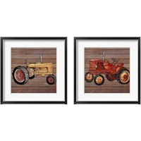 Framed 'Tractor on Wood 2 Piece Framed Art Print Set' border=