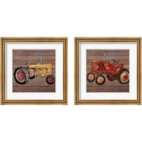 Framed 'Tractor on Wood 2 Piece Framed Art Print Set' border=