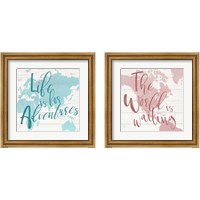 Framed 'Adventure Map 2 Piece Framed Art Print Set' border=