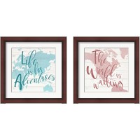 Framed 'Adventure Map 2 Piece Framed Art Print Set' border=