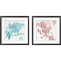 Framed 'Adventure Map 2 Piece Framed Art Print Set' border=