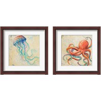 Framed 'Creatures of the Ocean 2 Piece Framed Art Print Set' border=