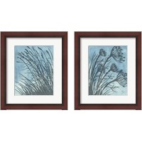 Framed 'Tall Grasses on Blue 2 Piece Framed Art Print Set' border=