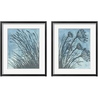 Framed 'Tall Grasses on Blue 2 Piece Framed Art Print Set' border=