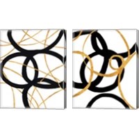 Framed 'Black and Gold Stroke 2 Piece Canvas Print Set' border=