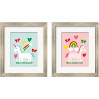 Framed 'Unicorn Fun 2 Piece Framed Art Print Set' border=