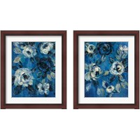 Framed 'Loose Flowers on Blue 2 Piece Framed Art Print Set' border=