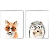 Framed 'Animal in Glasses 2 Piece Canvas Print Set' border=