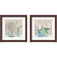 Framed 'Floral Setting with Glass Vases 2 Piece Framed Art Print Set' border=