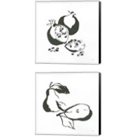 Framed 'Black & White Fruit 2 Piece Canvas Print Set' border=