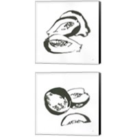 Framed 'Black & White Fruit 2 Piece Canvas Print Set' border=