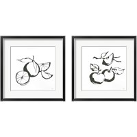 Framed 'Black & White Fruit 2 Piece Framed Art Print Set' border=