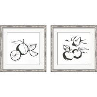 Framed 'Black & White Fruit 2 Piece Framed Art Print Set' border=