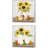 Framed 'Fall Sunflowers 2 Piece Canvas Print Set' border=