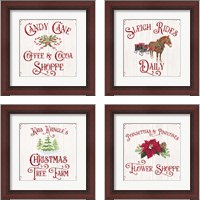 Framed 'Vintage Christmas Signs 4 Piece Framed Art Print Set' border=