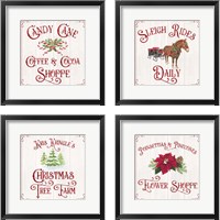 Framed 'Vintage Christmas Signs 4 Piece Framed Art Print Set' border=