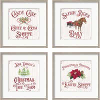 Framed 'Vintage Christmas Signs 4 Piece Framed Art Print Set' border=