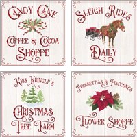 Framed 'Vintage Christmas Signs 4 Piece Art Print Set' border=