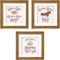 Framed 'Vintage Christmas Signs 3 Piece Framed Art Print Set' border=