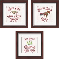 Framed 'Vintage Christmas Signs 3 Piece Framed Art Print Set' border=