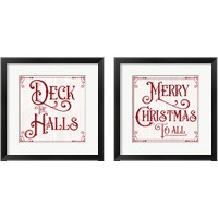 Framed 'Vintage Christmas Signs 2 Piece Framed Art Print Set' border=