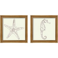 Framed 'Coastal Breeze Sketches Silver 2 Piece Framed Art Print Set' border=