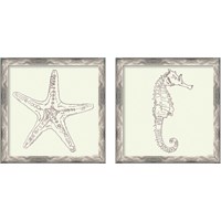 Framed 'Coastal Breeze Sketches Silver 2 Piece Framed Art Print Set' border=